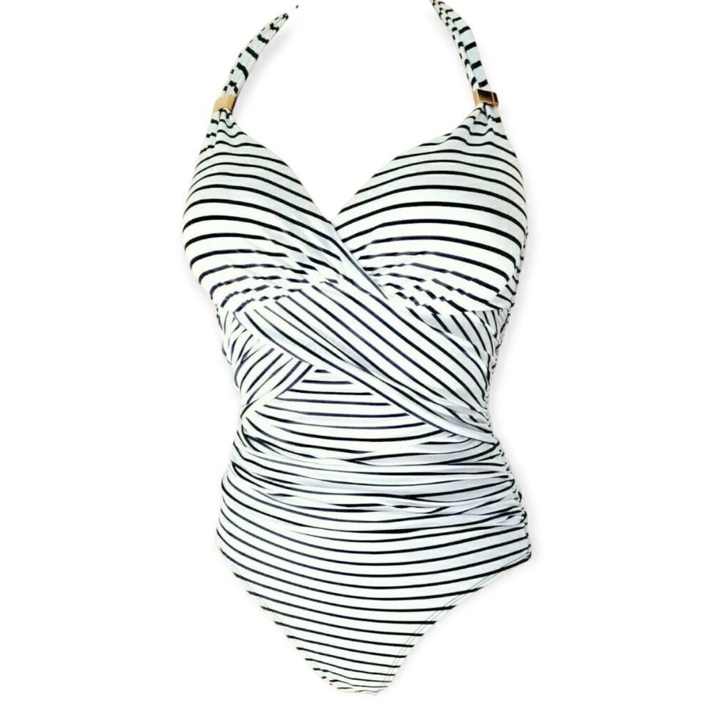 Victoria's Secret White Swimsuit with Black‎ Stripes Women's Size 32A XS - Picture 3 of 9